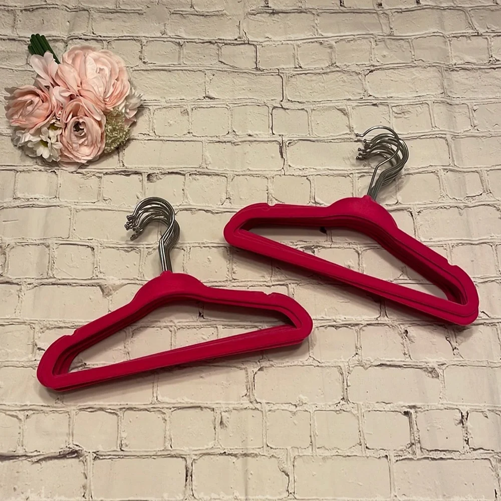 🌸 Hot Pink Toddler Velvet Hangers - Set of 22